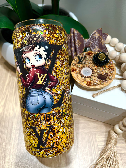 LV Betty w/Cup Bracelet, LV Straw Bow & Decorated Lid