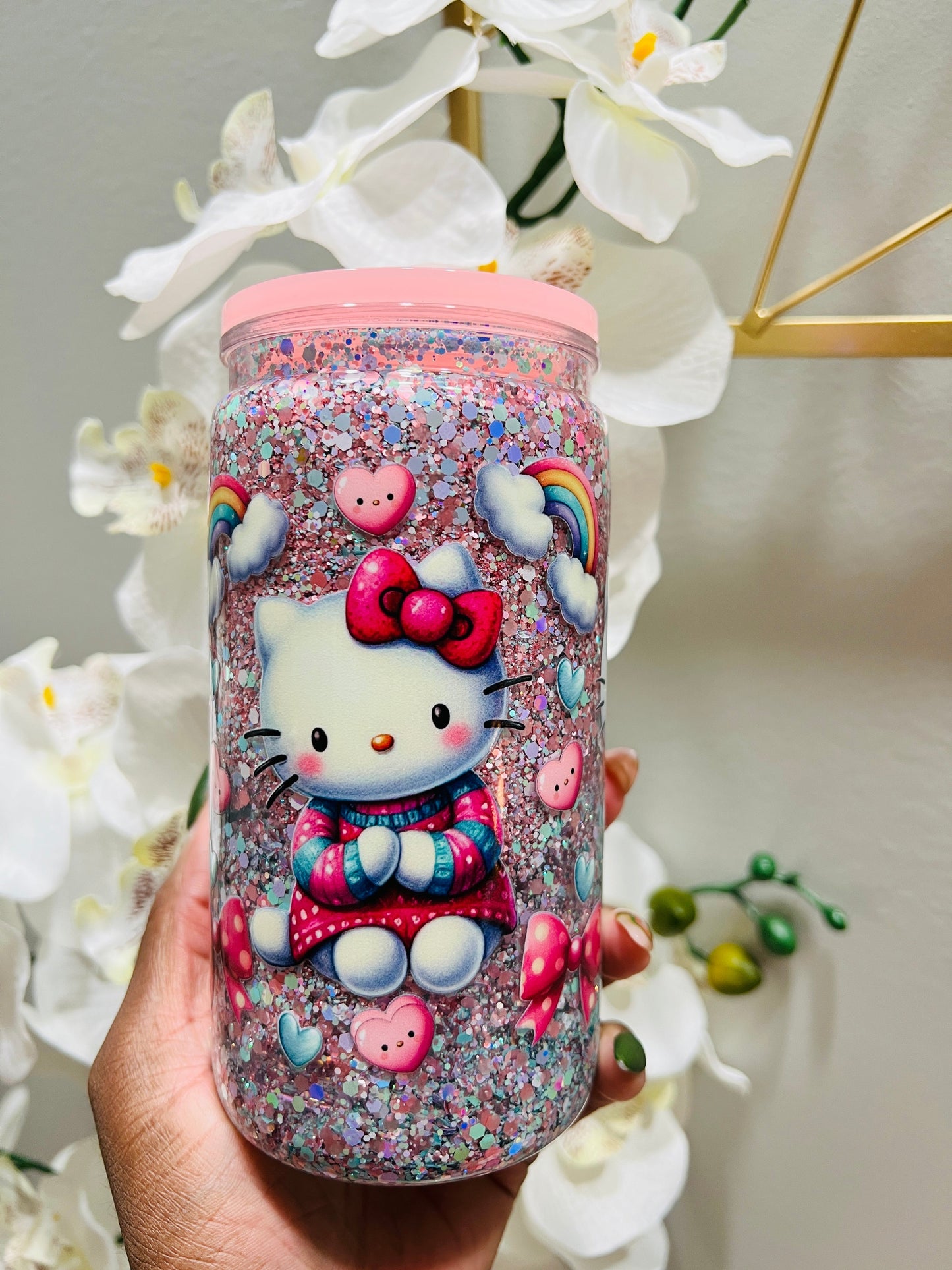 16oz HK (Dark Pink) Snowglobe