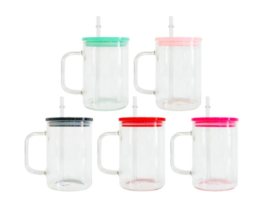 17oz Clear Mug w/color lid