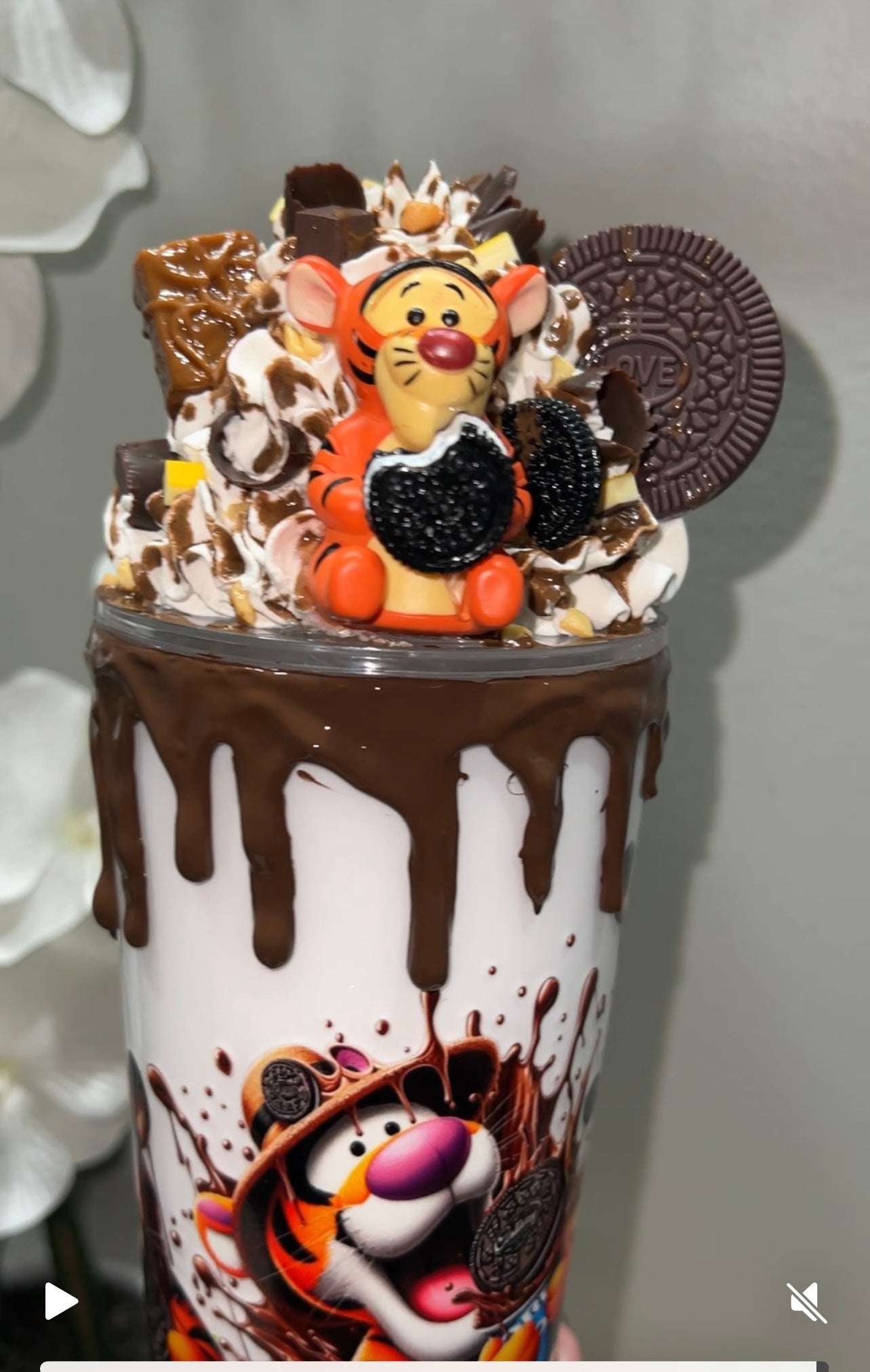 24oz Chocolate Drip w/Fully Loaded Lid Milk Snowglobe