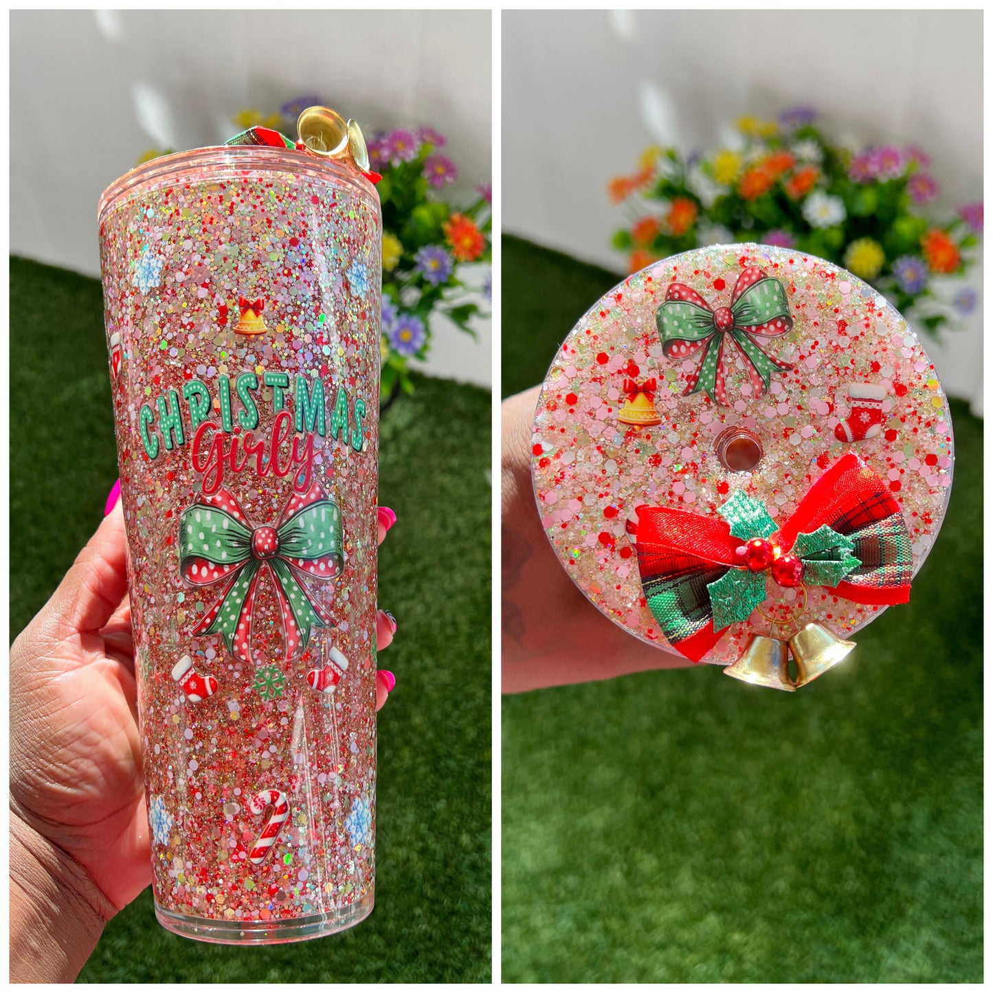 24 oz Christmas Girly w/decorated lid